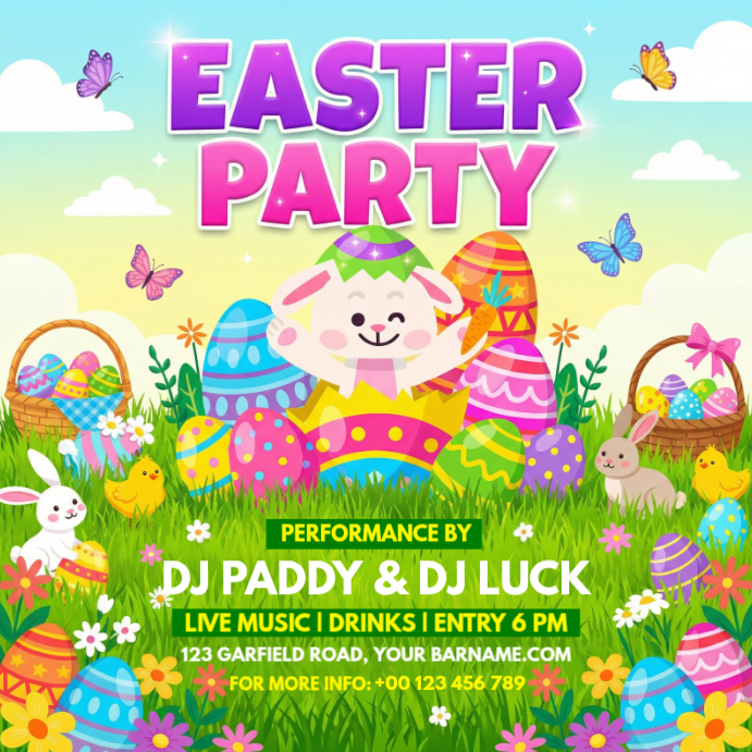 Yellow Joyful Easter Party Instagram Post Template | PosterMyWall