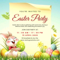Yellow Joyful Easter Party Invitation Instagram Post template