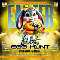 Yellow Joyful Easter Party Square Video Vierkant (1:1) template