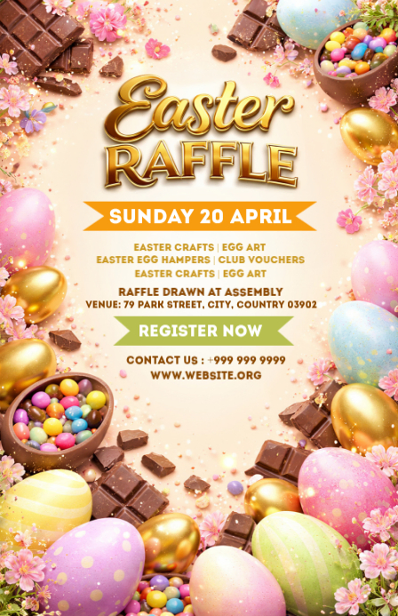 Plantilla de Amarillo Easter Raffle Tabloide | PosterMyWall