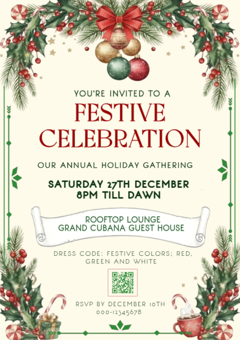 Yellow Joyful Elegant Christmas Party Invitation Flyer Template | Festive  Holiday Celebration Poster | PosterMyWall