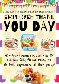Yellow Joyful Employee Appreciation Lunch A4 template