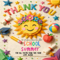 Żółty End of School Year Thank You Instagram na Post Template