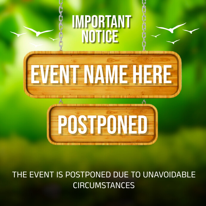 Postpone Event Example Yellow Joyful Event Is Postponed Instagram Po Template | PosterMyWall