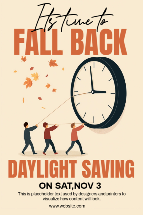 Yellow Joyful Fall Back Poster Template | PosterMyWall
