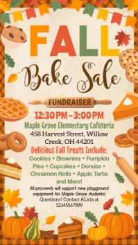 Yellow Fall Bake Sale Fundraiser Instagram-verhaal Template