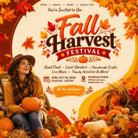 黄色 Fall Harvest Festival Сообщение Instagram Template