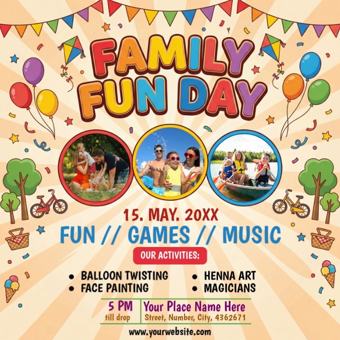 Family Fun Day Instagram Ad Template | PosterMyWall
