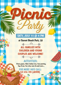 Yellow Joyful Family Picnic Event A6 template
