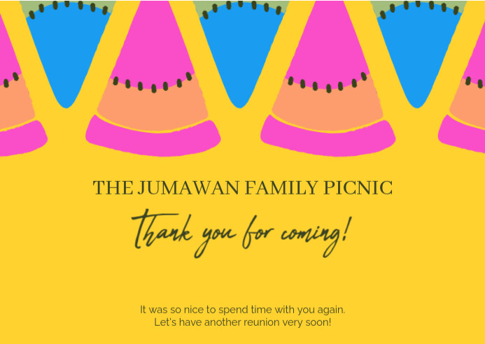 Yellow Joyful Family Picnic Postcard template