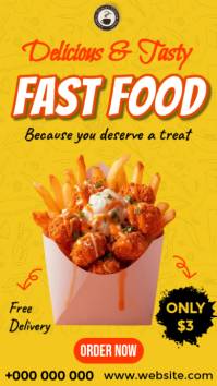 Żółty Fast Food Promotion Display digitale Template