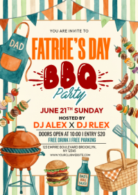 Yellow Joyful Father's Day BBQ Party A4 template