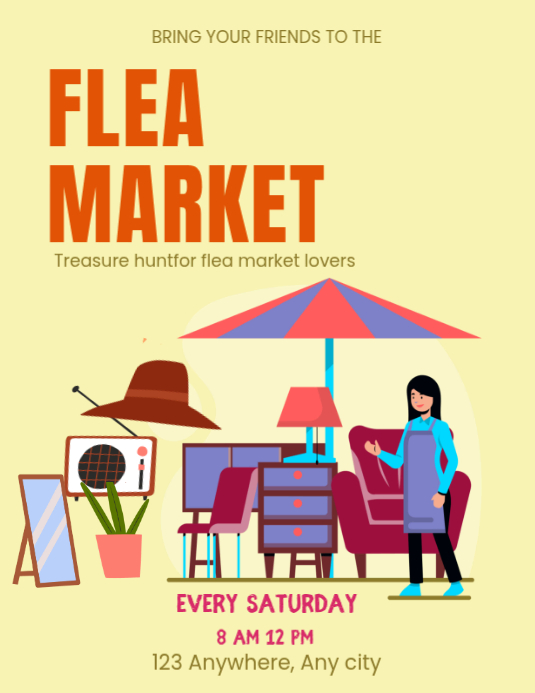 Real Event Flyer Examples Yellow Flea Market Event Flyers Template | PosterMyWall