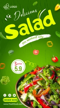 Yellow Joyful Food Menu Salad Instagram Story template