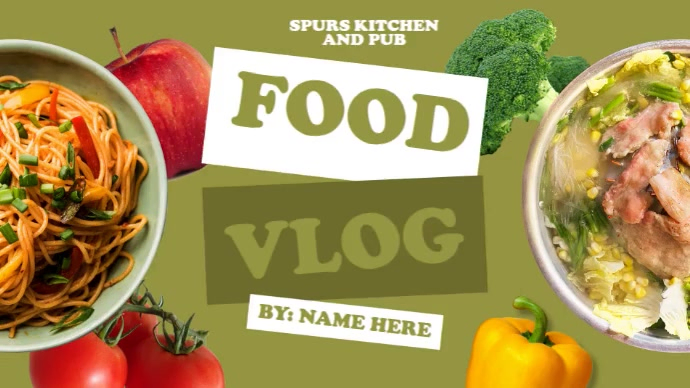 Yellow Joyful Food Vlog Thumbnail Template Postermywall