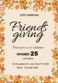 Yellow Joyful Friends Giving  A4 template
