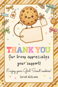 Yellow Joyful Girl Scout Cookies Thank You Banner 4' × 6' template