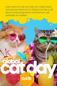 Yellow Global Cat Day โปสเตอร์ Template