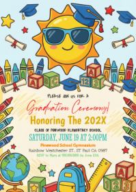 Yellow Joyful Graduation Ceremony A6 template