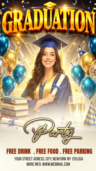 Yellow joyful graduation party instagram story Template | PosterMyWall