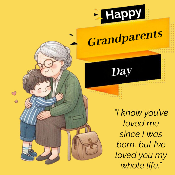 Yellow Joyful Grandparents  Instagram Post template