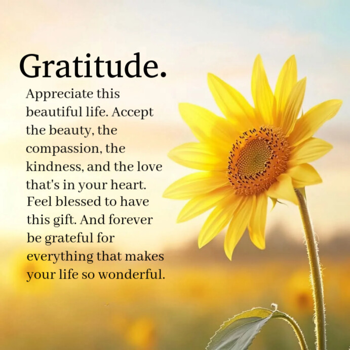 Yellow Joyful Gratitude And Blessings Quotes Instagram Post Template ...