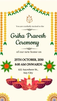 Yellow Joyful Griha Pravesh Ceremony  Instagr Instagram Reel template