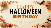 Yellow Halloween Birthday งานแสดงผลงานแบบดิจิทัล Template