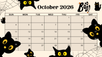 สีขาว October 2026 Calendar Presentación Template