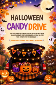 Yellow Halloween Candy Drive Плакат Template