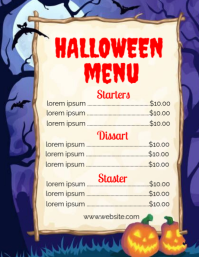 Yellow Joyful Halloween Menu  Flyer (us Letter) template