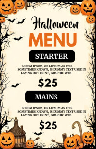 Kuning Halloween Menu Half Page Wide Template