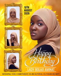 Yellow Joyful Happy Birthday Greetings  Instagram Portrait template