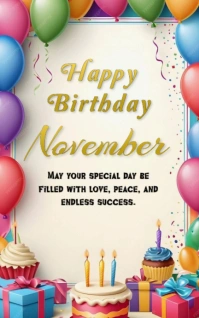 Yellow Joyful Happy Birthday November  Kindle/book Covers Couvertures de livre/Kindle template