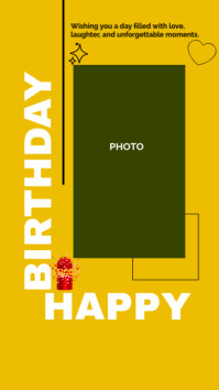 Yellow Joyful Happy Birthday Wishes _ Greetings _ Birthday Frame Instagram Story template