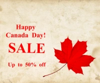 Yellow Joyful Happy Canada Day Sale Templates 大矩形广告