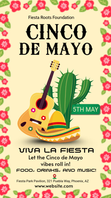 Yellow Joyful Happy Cinco De Mayo Instagram Story template