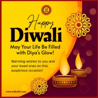 Yellow Joyful Happy Diwali Square (1:1) template