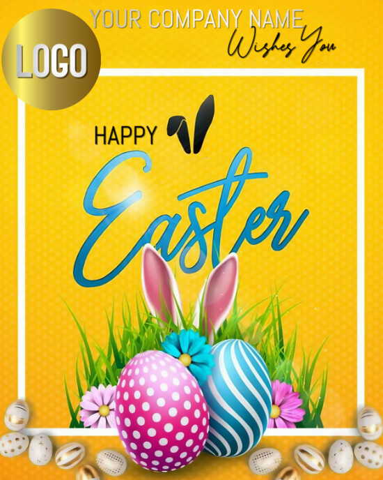 Yellow Joyful Happy Easter Design  Instagram Portrait template