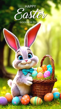 Yellow Joyful Happy Easter Instagram Story Video template