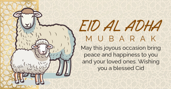 Yellow Joyful Happy Eid Mubarak Celebration Wishes  Facebook Ad template