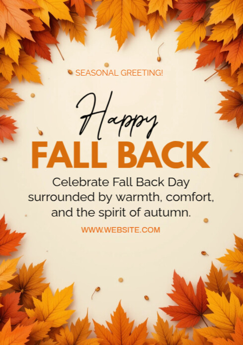 Yellow Joyful Happy Fall Back A4 template