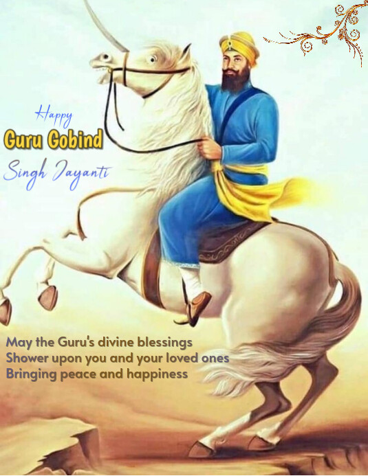 Copy of Yellow Joyful Happy Guru Gobind Singh Flyer Wishes, Social ...