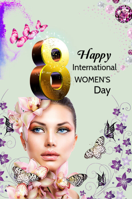 Yellow Joyful Happy International Women's Day Poster Plakkaat template