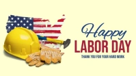 Yellow Joyful Happy Labor Day  Digital Display (16:9) template