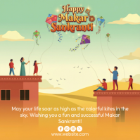 Yellow Joyful Happy Makar Sankranti Instagram Post template