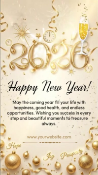 Yellow Joyful Happy New Year 2026 Instagram Story template