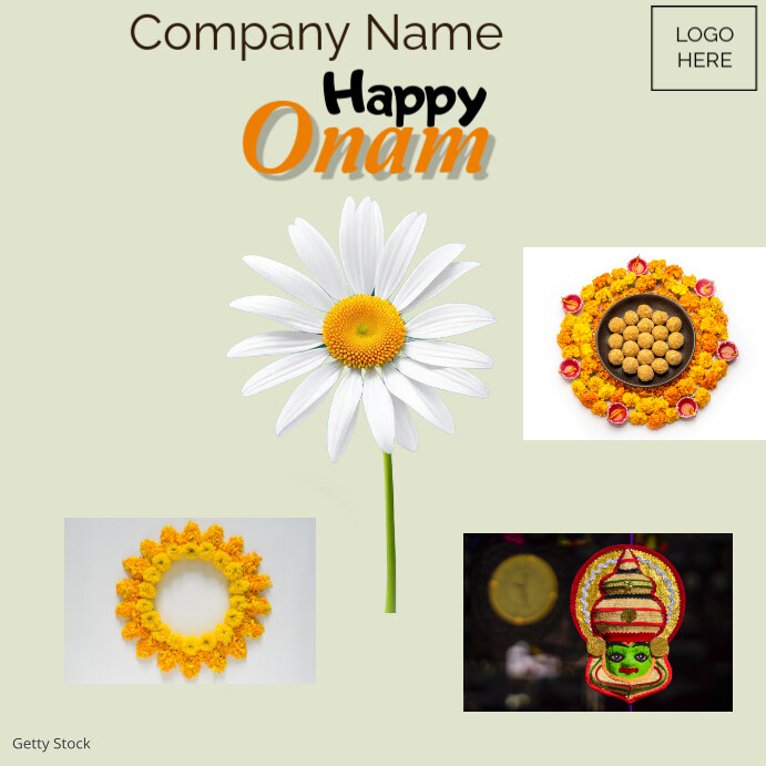 Yellow Joyful Happy Onam  Instagram Post template