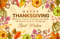 Yellow Joyful Happy Thanksgiving Label template