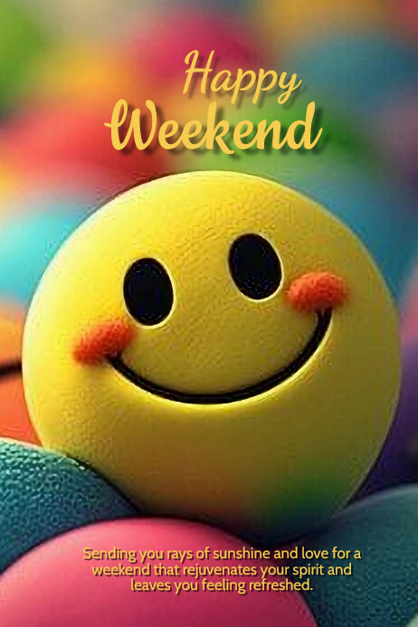 Yellow Joyful Happy Weekend Banner 4' × 6' Template | PosterMyWall